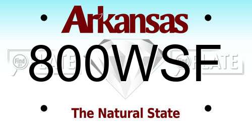 800WSF Arkansas License Plate
