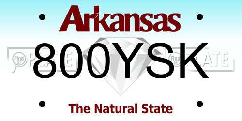 800YSK Arkansas License Plate