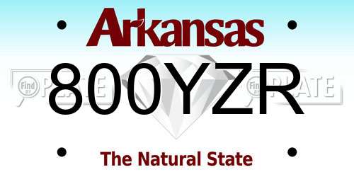 800YZR Arkansas License Plate