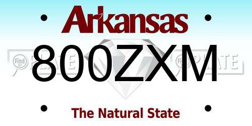 800ZXM Arkansas License Plate