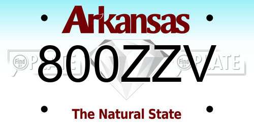 800ZZV Arkansas License Plate