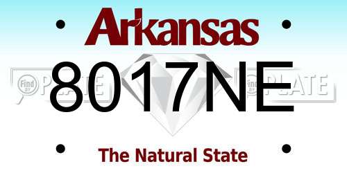 8017NE Arkansas License Plate