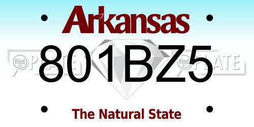 801BZ5 Arkansas License Plate