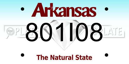 801I08 Arkansas License Plate