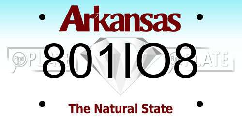 801IO8 Arkansas License Plate