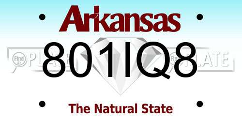 801IQ8 Arkansas License Plate