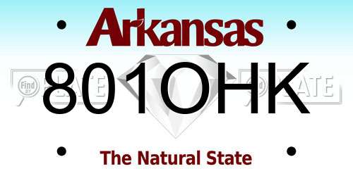801OHK Arkansas License Plate