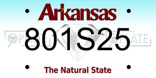 801S25 Arkansas License Plate