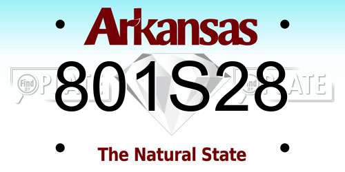 801S28 Arkansas License Plate