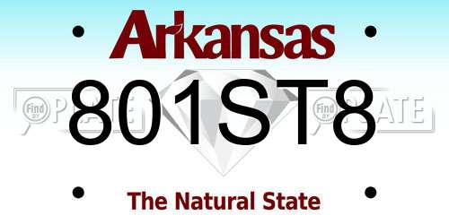 801ST8 Arkansas License Plate