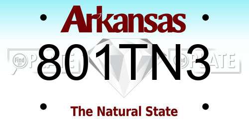 801TN3 Arkansas License Plate