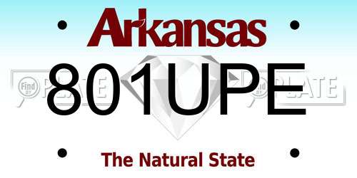801UPE Arkansas License Plate