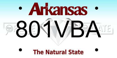 801VBA Arkansas License Plate