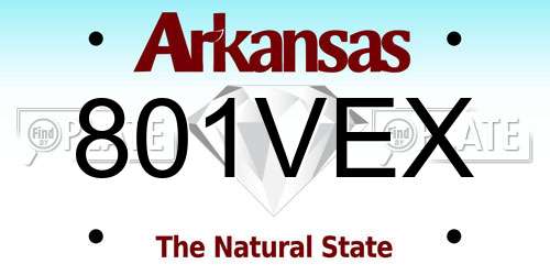 801VEX Arkansas License Plate