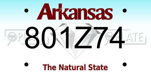 801Z74 Arkansas License Plate
