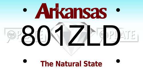 801ZLD Arkansas License Plate