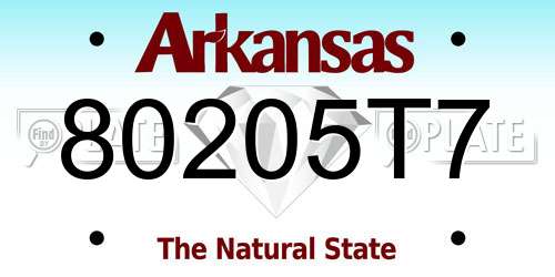 80205T7 Arkansas License Plate