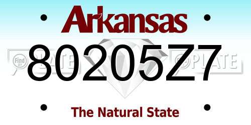 80205Z7 Arkansas License Plate