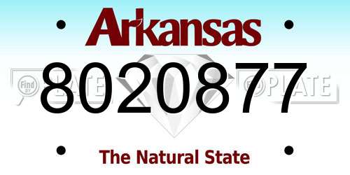 8020877 Arkansas License Plate