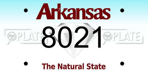 8021 Arkansas License Plate
