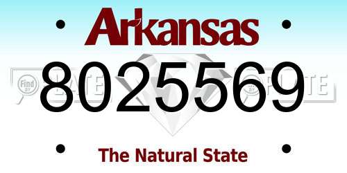 8025569 Arkansas License Plate