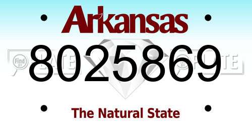 8025869 Arkansas License Plate