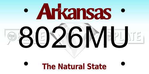 8026MU Arkansas License Plate