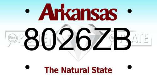 8026ZB Arkansas License Plate