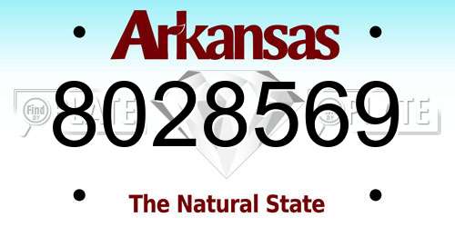 8028569 Arkansas License Plate