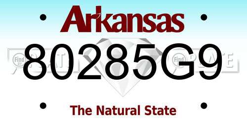 80285G9 Arkansas License Plate