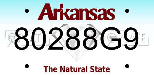 80288G9 Arkansas License Plate