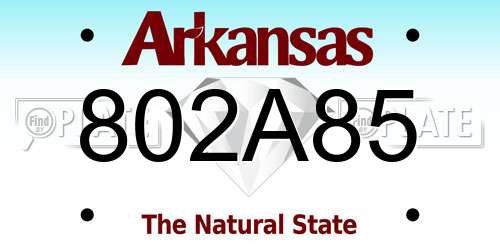 802A85 Arkansas License Plate