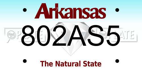 802AS5 Arkansas License Plate