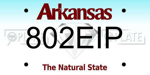 802EIP Arkansas License Plate