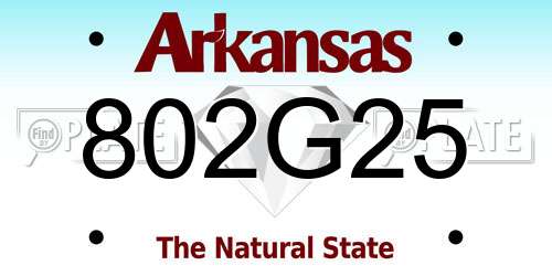 802G25 Arkansas License Plate