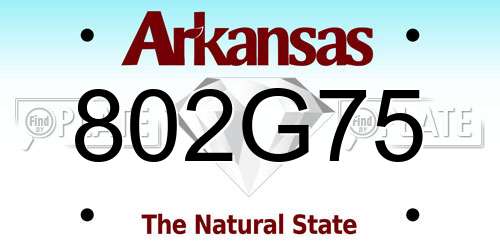 802G75 Arkansas License Plate