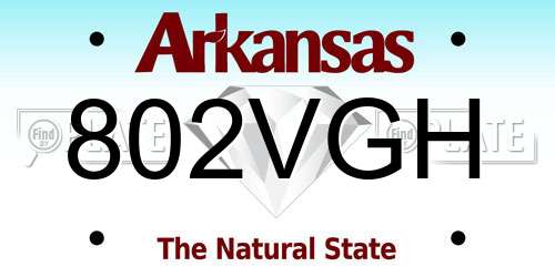 802VGH Arkansas License Plate