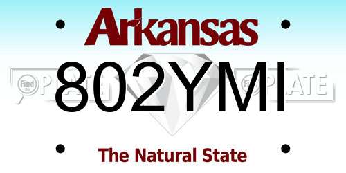 802YMI Arkansas License Plate