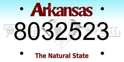 8032523 Arkansas License Plate