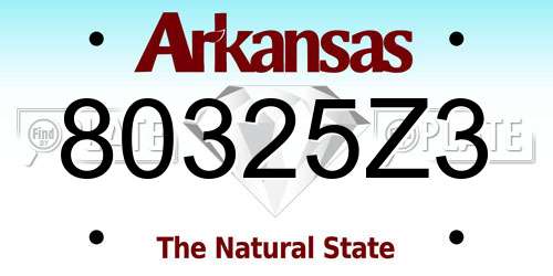 80325Z3 Arkansas License Plate