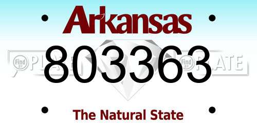 803363 Arkansas License Plate