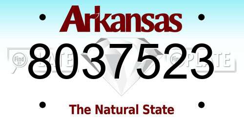 8037523 Arkansas License Plate