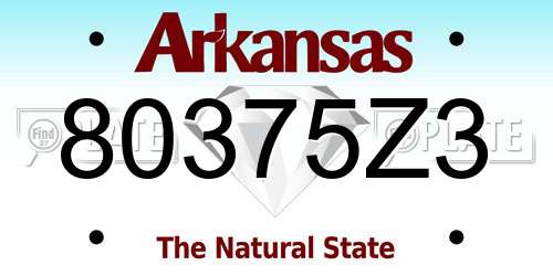 80375Z3 Arkansas License Plate