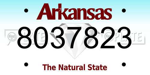 8037823 Arkansas License Plate