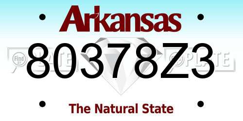 80378Z3 Arkansas License Plate