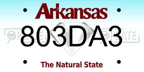 803DA3 Arkansas License Plate