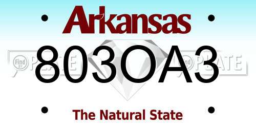 803OA3 Arkansas License Plate