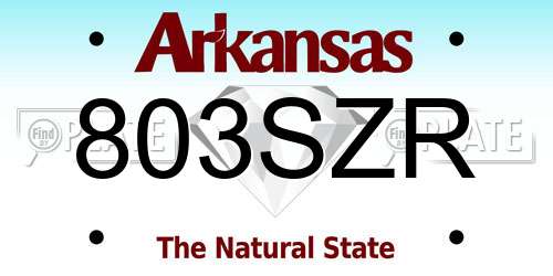 803SZR Arkansas License Plate