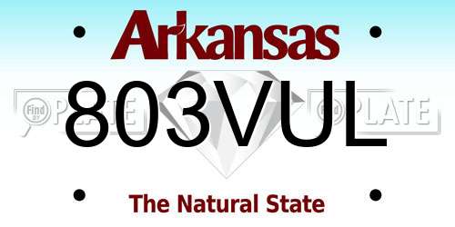 803VUL Arkansas License Plate