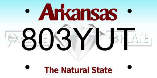 803YUT Arkansas License Plate
